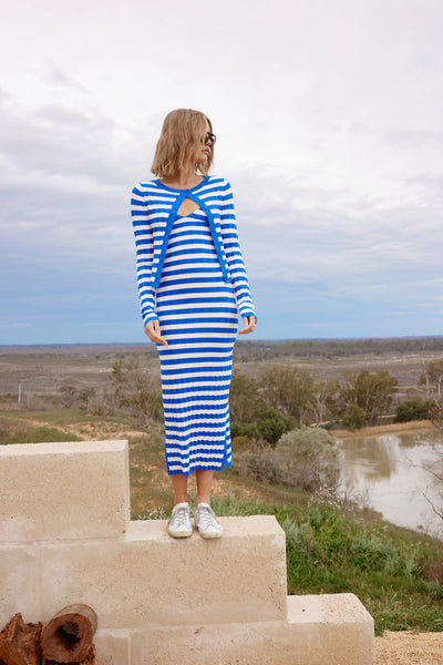 The Clementine Cardigan- Sapphire/ Coconut