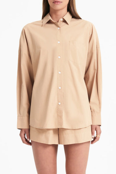 Cruz Poplin Shirt- Flax