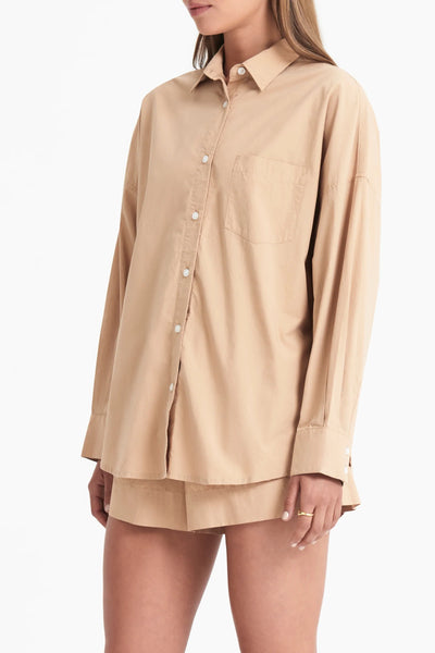 Cruz Poplin Shirt- Flax