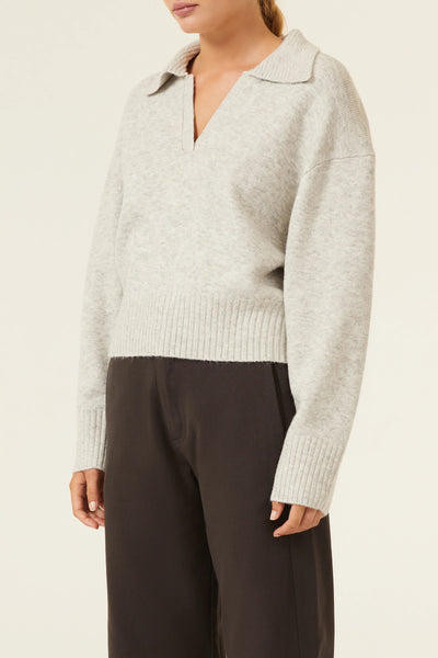 Kinsley Rugby Knit- Grey Marle