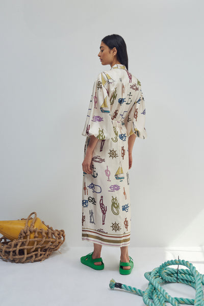 Ships Ahoy Tie Front Midi