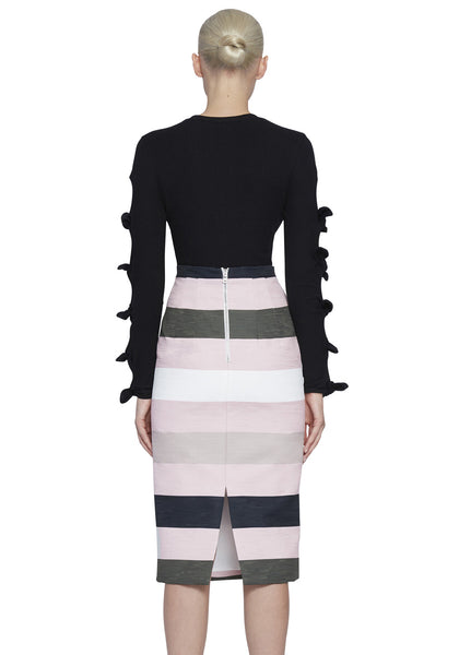 Multi Tie Sleeve Sweater Top- Black