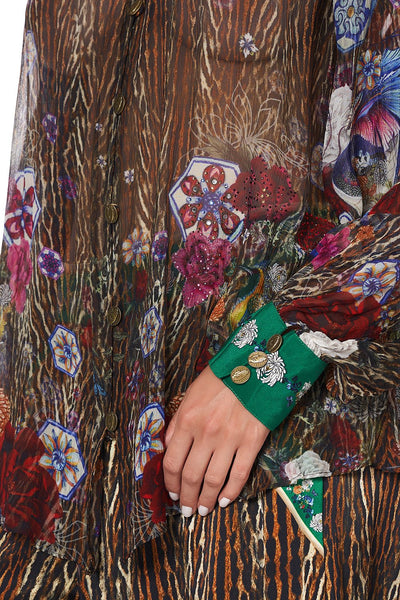 Raglan Button Up Shirt- Jewel of Jupiter