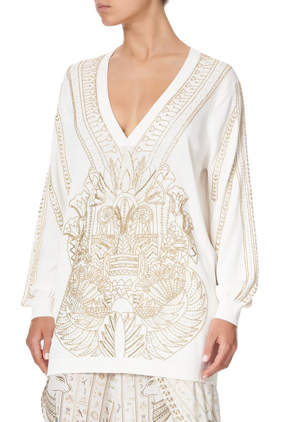 The Queens Chamber Embellished V Neck Knit