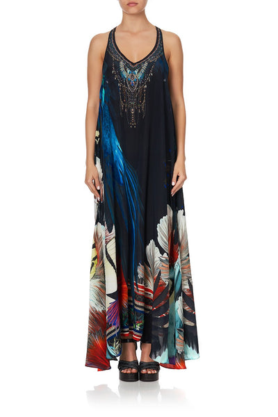 V Neck Racerback Dress- Night Flight