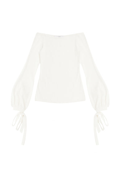 Off Shoulder Balloon Sleeve Top- Ivory