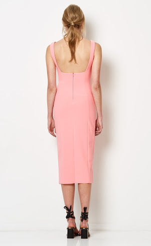 Hibiscus Islands Midi Dress- Flamingo Pink