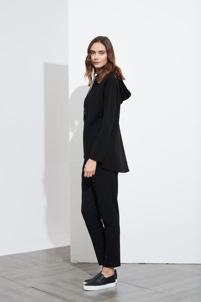 Embossed Hooded Sweat- Black