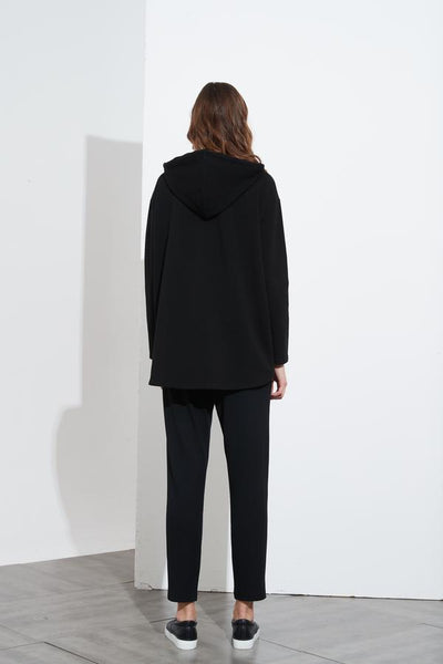 Embossed Hooded Sweat- Black