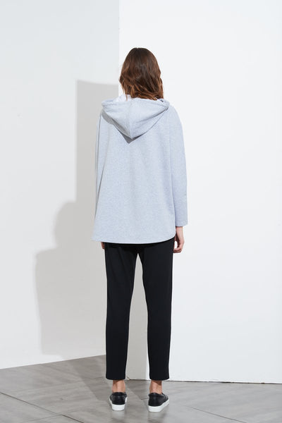 Embossed Hooded Sweat- Grey Marle
