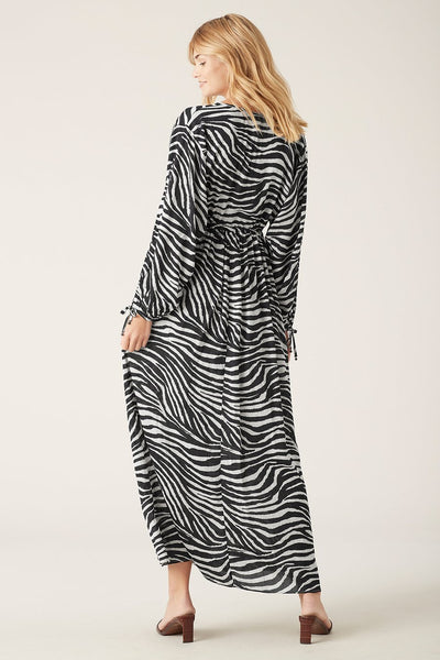 Zoya Longsleeve Maxi Dress- Zebra