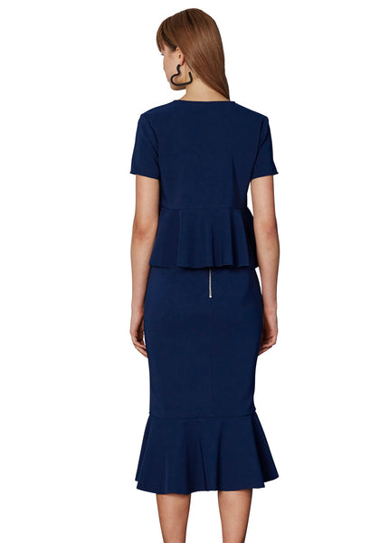 V Flare Crop Tee- Royal Navy