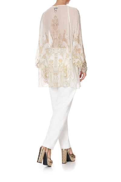 Raglan Sleeve Button Up Top- The Queens Chamber