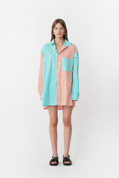 Benny Shirt- Orange/Aqua