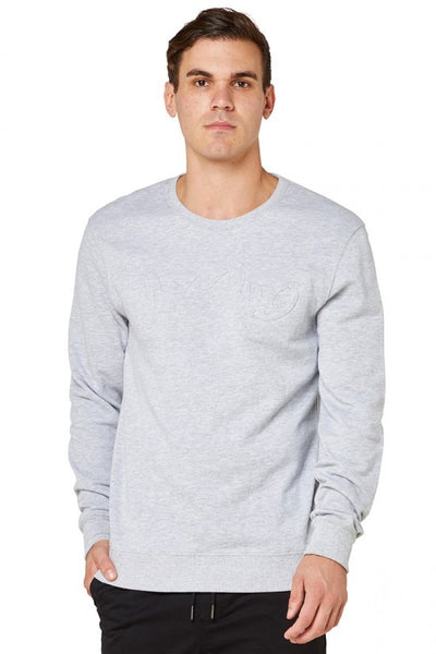 Script Embossed Crew- Grey Marle
