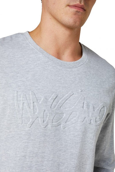 Script Embossed Crew- Grey Marle