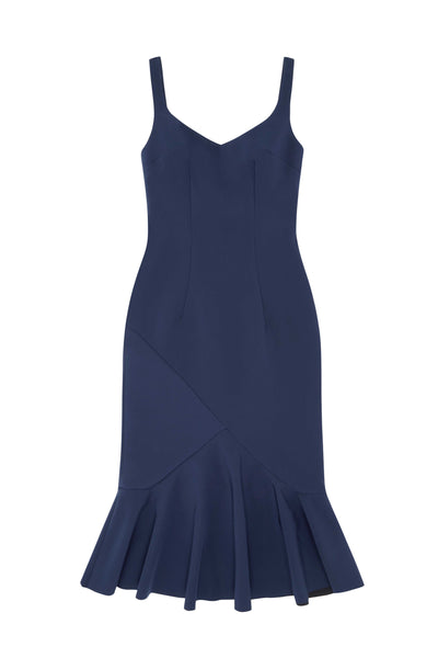 V Flare Midi Dress- Royal Navy