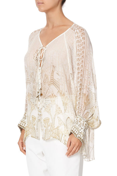 Raglan Sleeve Button Up Top- The Queens Chamber