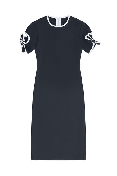 Tie Sleeve Tee Dress- Storm/White