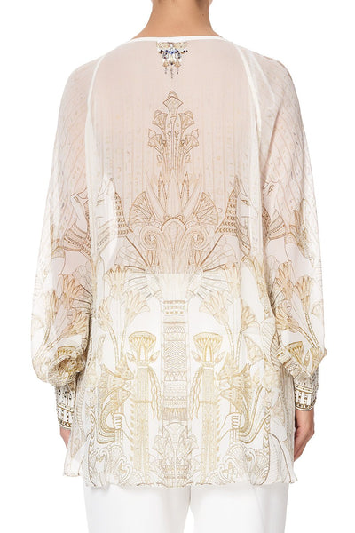 Raglan Sleeve Button Up Top- The Queens Chamber