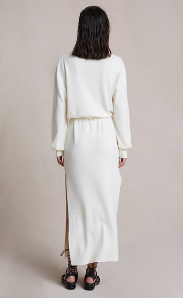 Liam Knit Polo Midi Dress- Ivory