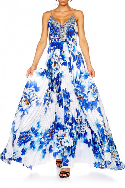 Pleated Slip Dress- Ring Of Roses