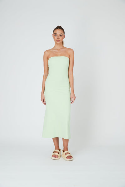 STRAPLESS A LINE MIDI DRESS - MINT