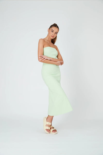 STRAPLESS A LINE MIDI DRESS - MINT