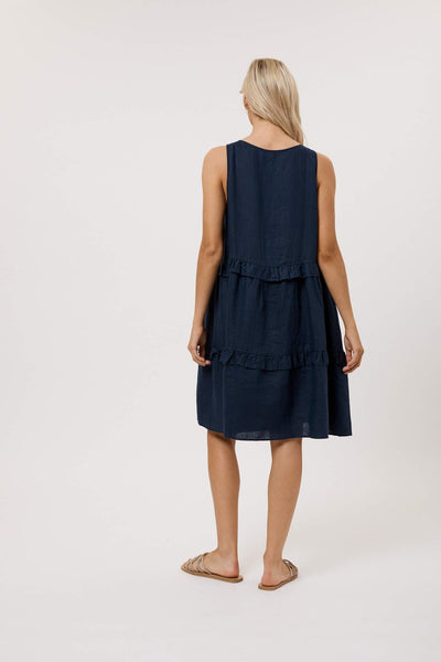 Sleeveless Toffee Dress- Navy