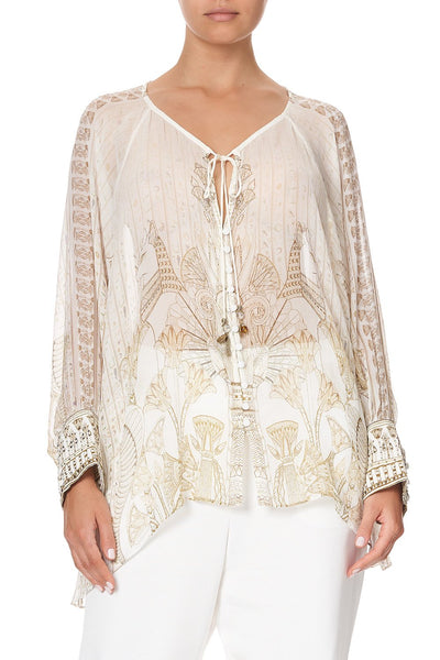 Raglan Sleeve Button Up Top- The Queens Chamber