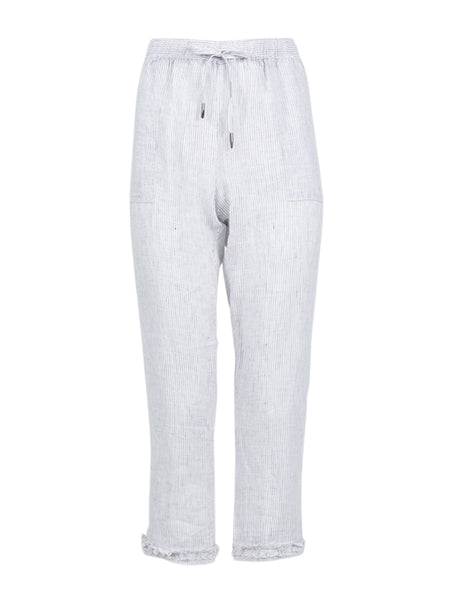 Frantic Ruffle Capri Pant- White