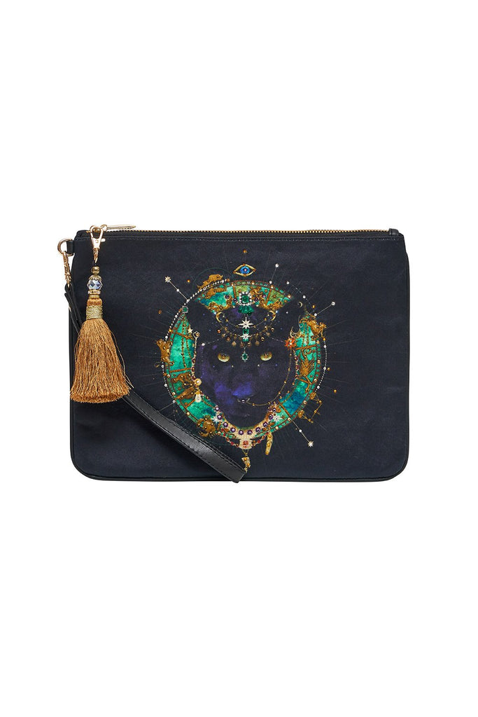 Zip Top Clutch- Solid Black
