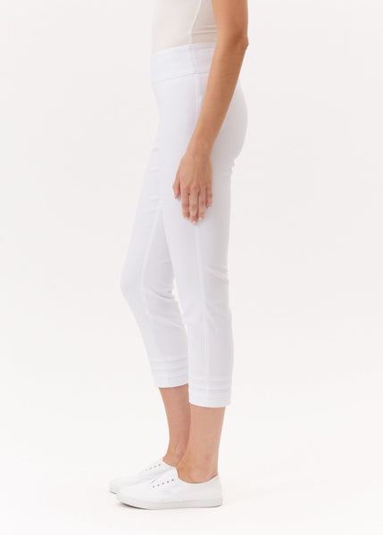 Crop with Hem Pleats Pants- White