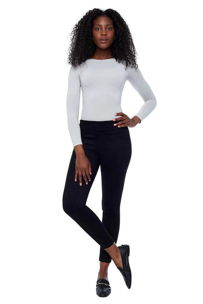 VEGAN SUEDE SLIM PANT- BLACK