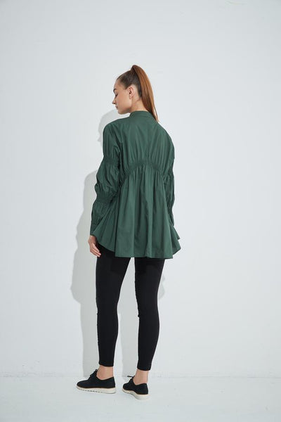 Straight Hem Shirring Shirt- Sycamore