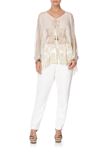 Raglan Sleeve Button Up Top- The Queens Chamber