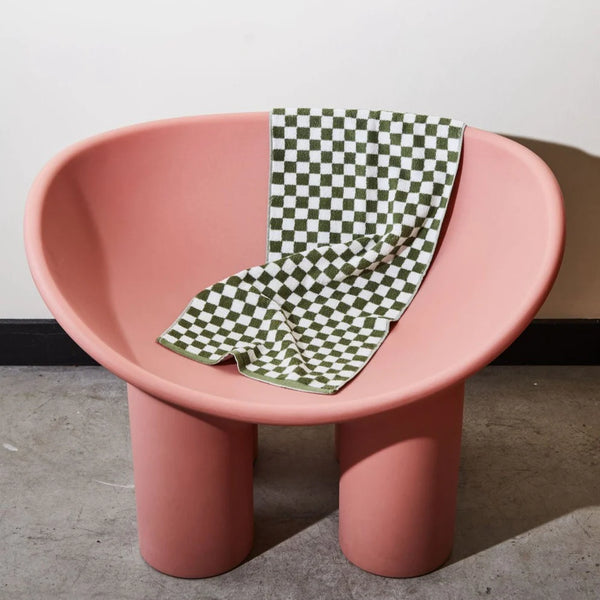 Hand Towel in Olive Green Check