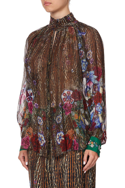 Raglan Button Up Shirt- Jewel of Jupiter