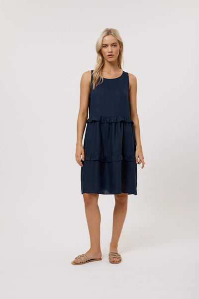 Sleeveless Toffee Dress- Navy