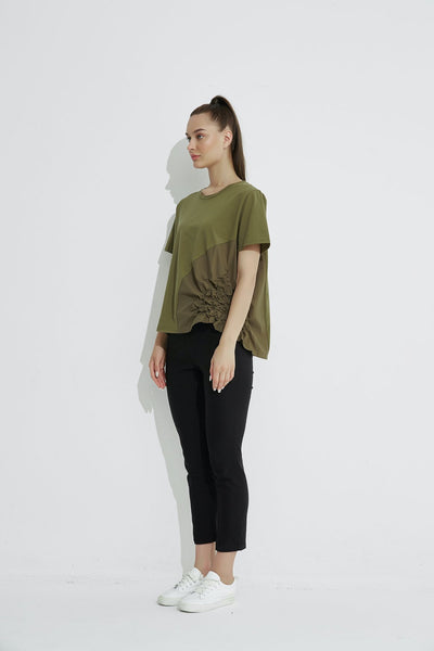 Ruched Top- Khaki
