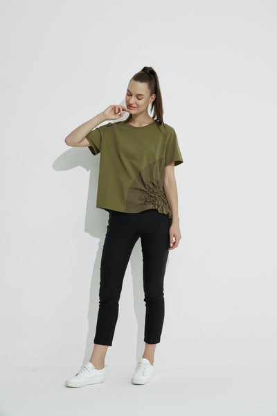 Ruched Top- Khaki