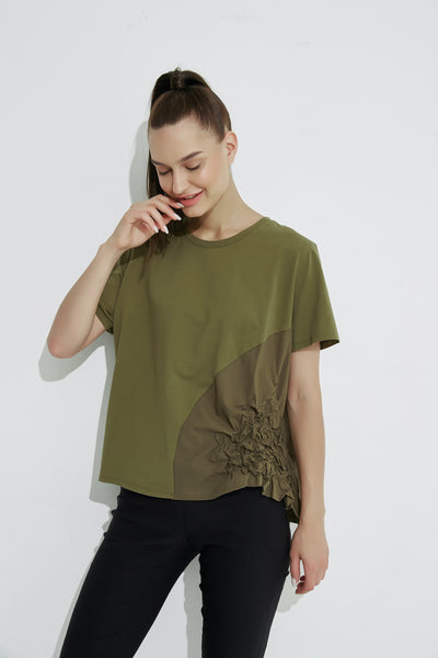 Ruched Top- Khaki