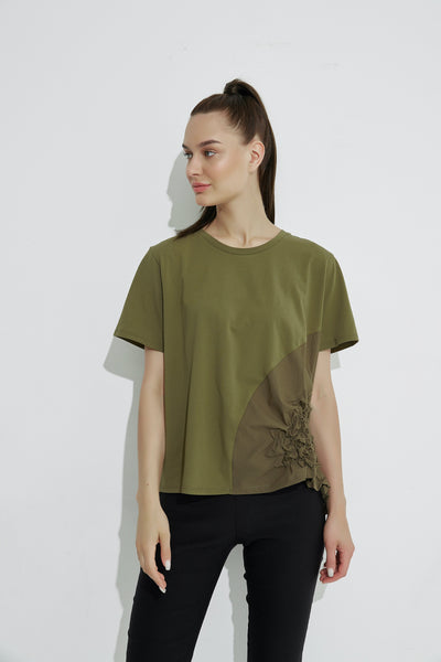 Ruched Top- Khaki
