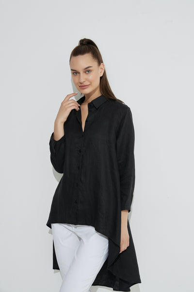 Drop Side Shirt- Black