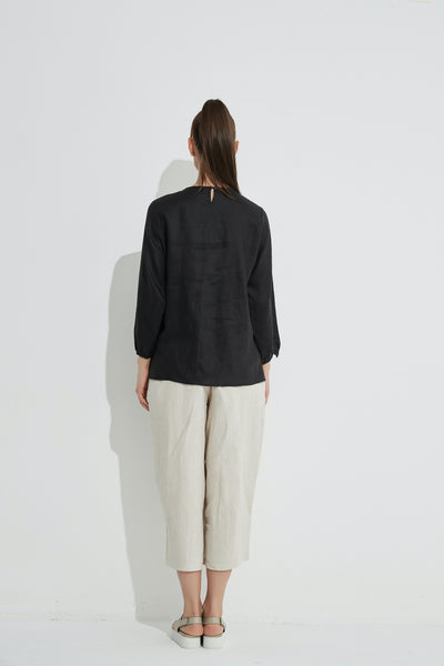 Pintuck Blouse- Black