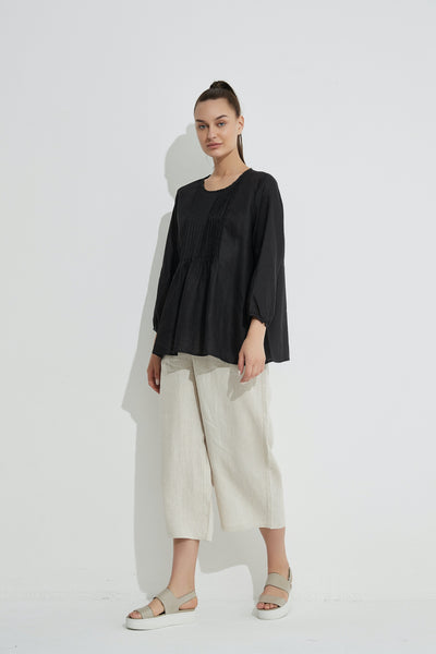 Pintuck Blouse- Black