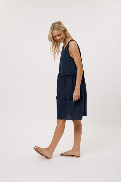 Sleeveless Toffee Dress- Navy