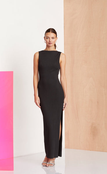 Noir Et Blanc Midi Dress- Black