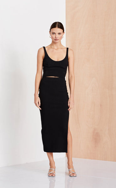 Noir Et Blanc Midi Skirt-Black