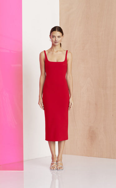 C'est Magnifique Midi Dress- Red